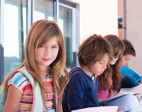 Student studying at BISP middle school